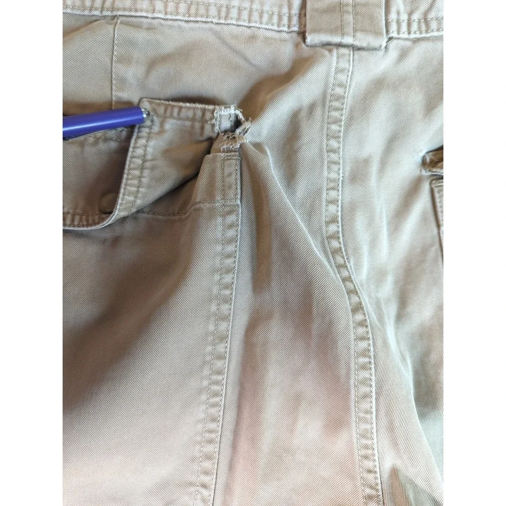 Vintage 2008 Gap Cargo Utility Pants Men M Beige Wide Straight Leg Patch Pockets